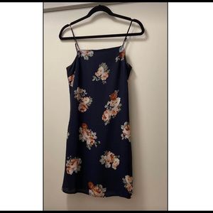 Navy slip dress with adjustable straps